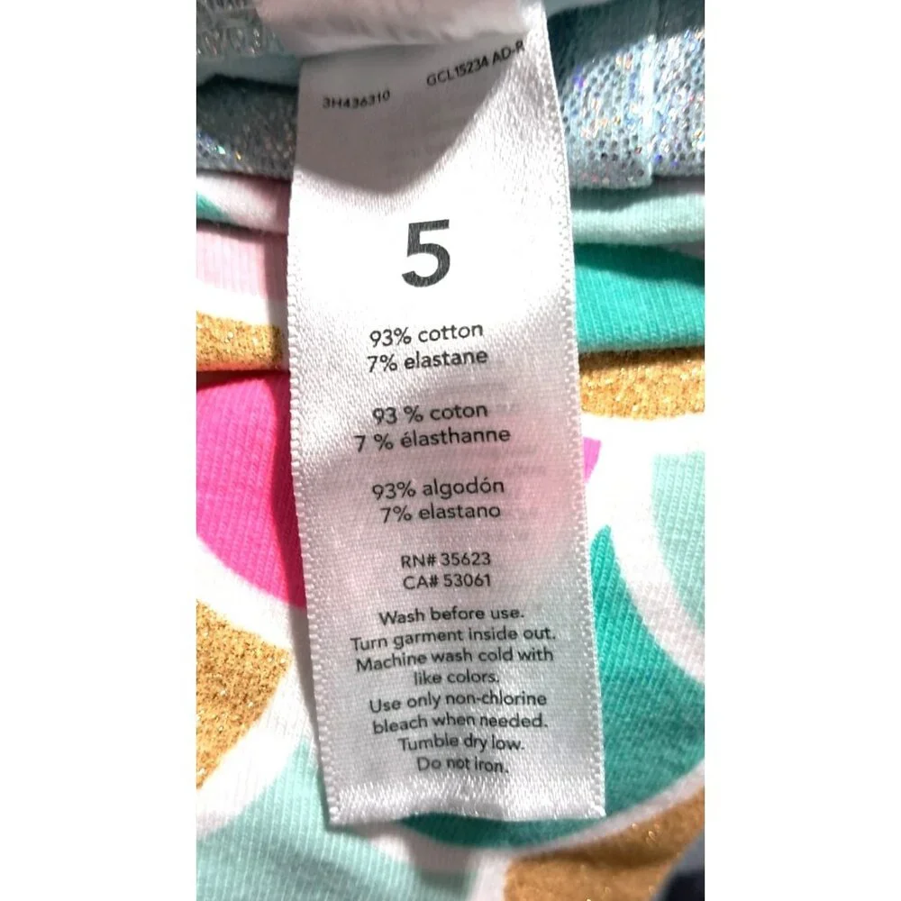 Carters Kid Mermaid Scales Print Tunic Top & 2 Pair Leggings Outfit Set Girls 5‎ - Picture 14 of 16